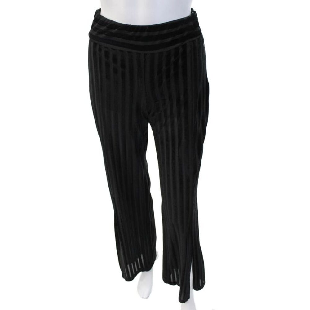 Zara Women Black Striped Gothic Zip Pants Polyester Blend Size XS